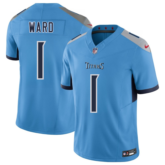 Personalized Men’s Tennessee Titans #1 Cameron Ward Blue 2025 Draft F.U.S.E. Limited Stitched Football Jersey