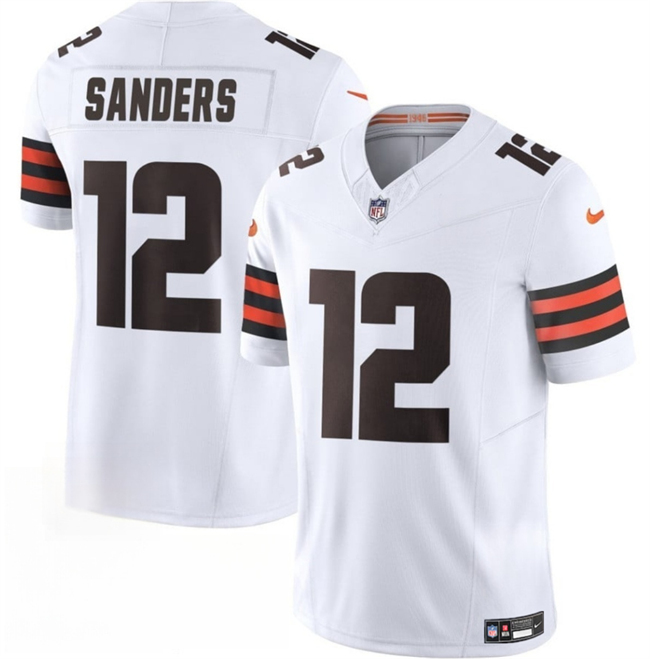 Personalized Men’s Cleveland Browns #12 Shedeur Sanders White 2025 Draft F.U.S.E. Limited Stitched Football Jersey