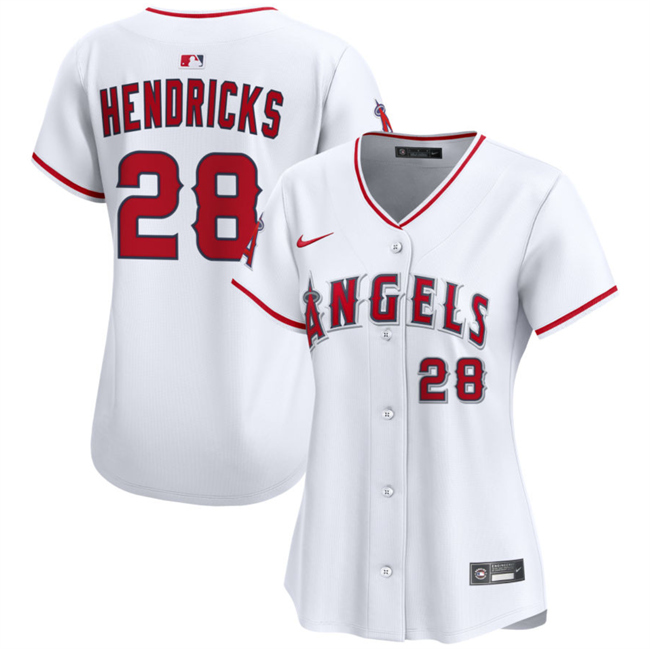 Personalized Women’s Los Angeles Angels #28 Kyle Hendricks White Home Stitched Baseball Jersey(Run Small)