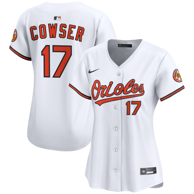 Personalized Women’s Baltimore Orioles #17 Colton Cowser White Home Limited Stitched Baseball Jersey(Run Small)
