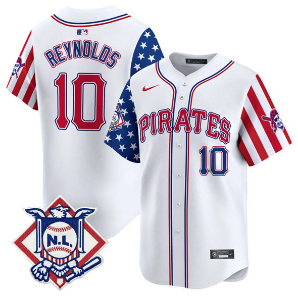 Personalized Men’s Pittsburgh Pirates #10 Bryan Reynolds White 2024 Fourth of July Limited Stitched Baseball Jersey