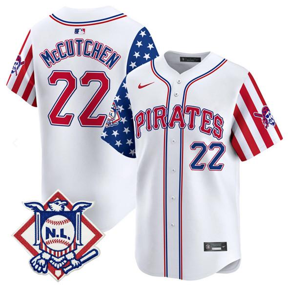 Personalized Men’s Pittsburgh Pirates #22 Andrew McCutchen White 2024 Fourth of July Limited Stitched Baseball Jersey