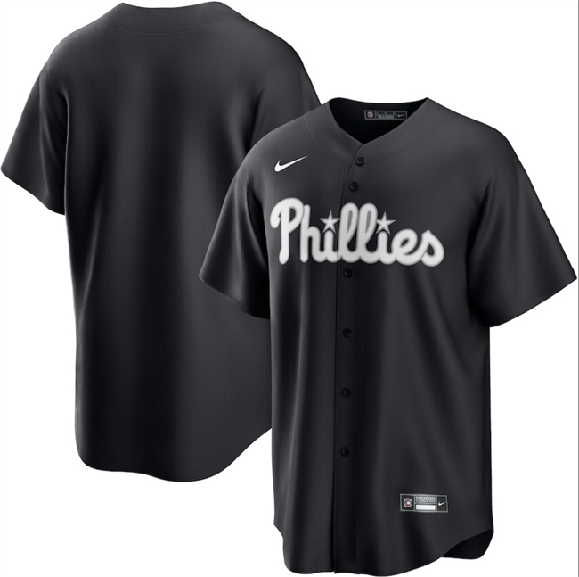 Personalized Men’s Philadelphia Phillies Blank Black Lights Out Limited Stitched Baseball Jersey