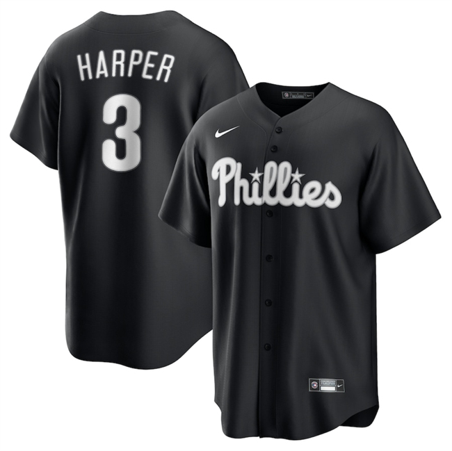 Personalized Men’s Philadelphia Phillies #3 Bryce Harper Black Lights Out Limited Stitched Baseball Jersey
