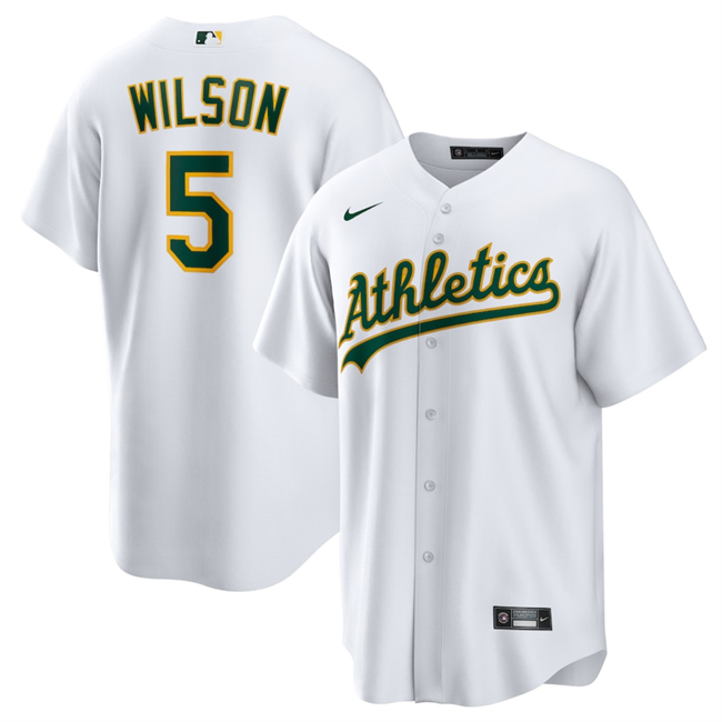 Personalized Men’s Oakland Athletics #5 Jacob Wilson White Cool Base Stitched Jersey