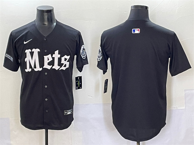 Personalized Men’s New York Mets Blank Black ‘Gotham Gothic Edition’ Premier Limited Stitched Baseball Jersey