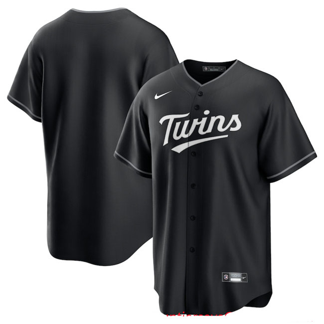 Personalized Men’s Minnesota Twins Blank Black Lights Out Limited Stitched Baseball Jersey