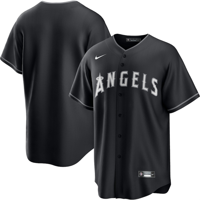 Personalized Men’s Los Angeles Angels Blank Black Lights Out Limited Stitched Baseball Jersey