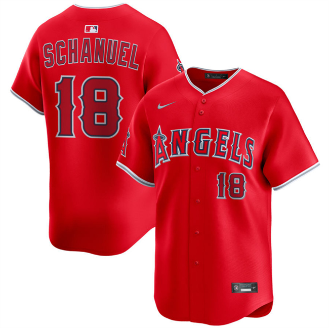 Personalized Men’s Los Angeles Angels #18 Nolan Schanuel Red Alternate Limited Stitched Baseball Jersey