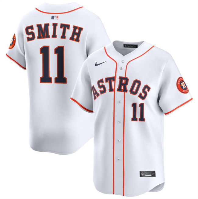 Personalized Men’s Houston Astros #11 Cam Smith White 2025 Home Limited Stitched Baseball Jersey