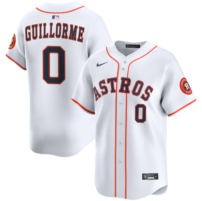 Personalized Men’s Houston Astros #0 Luis Guillorme White 2025 Home Limited Stitched Baseball Jersey