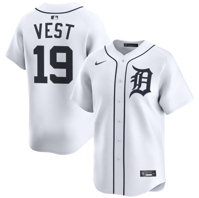 Personalized Men’s Detroit Tigers #19 Will Vest White 2024 Home Limited Stitched Baseball Jersey
