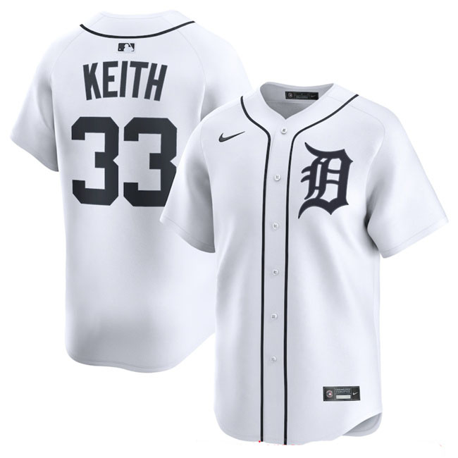 Personalized Men’s Detroit Tigers #33 Colt Keith White 2024 Home Limited Stitched Baseball Jersey