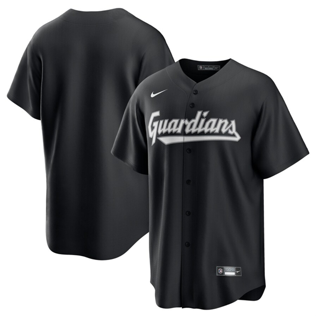 Personalized Men’s Cleveland Guardians Blank Black Lights Out Limited Stitched Baseball Jersey