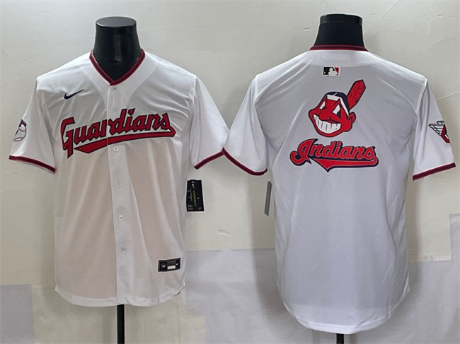 Personalized Men’s Cleveland Guardians Team Big Logo White Home Limited Stitched Baseball Jersey
