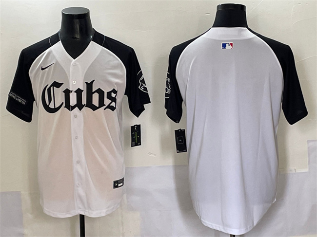 Personalized Men’s Chicago Cubs Blank White Black ‘Gothic North Side Edition’ Premier Limited Stitched Baseball Jersey