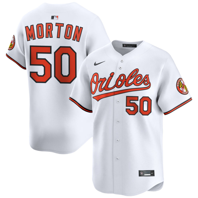 Personalized Men’s Baltimore Orioles #50 Charlie Morton White 2025 Home Limited Stitched Baseball Jersey