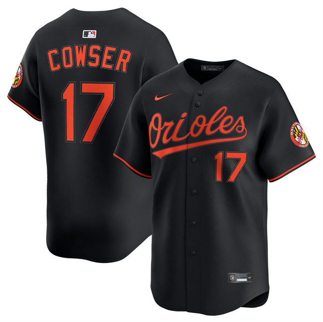 Personalized Men’s Baltimore Orioles #17 Colton Cowser Black 2025 Alternate Limited Stitched Baseball Jersey