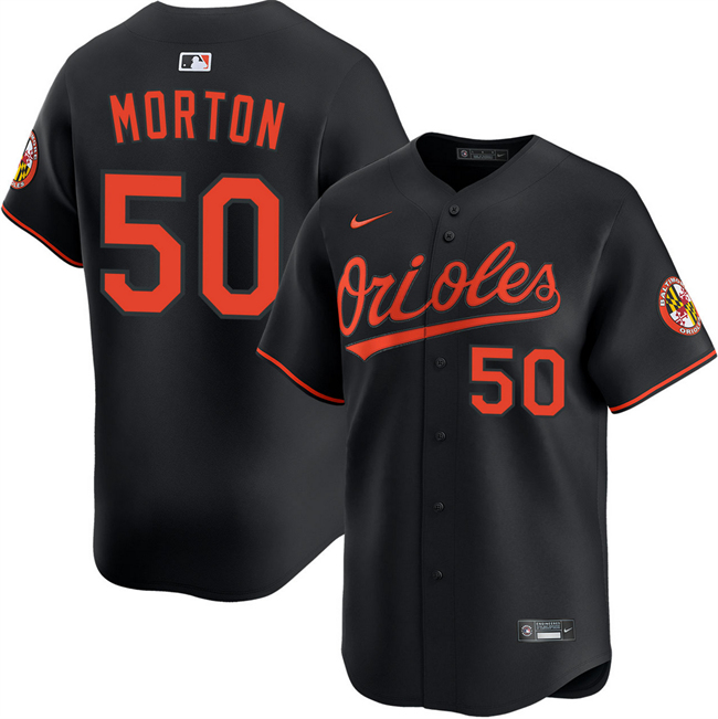 Personalized Men’s Baltimore Orioles #50 Charlie Morton Black 2025 Alternate Limited Stitched Baseball Jersey