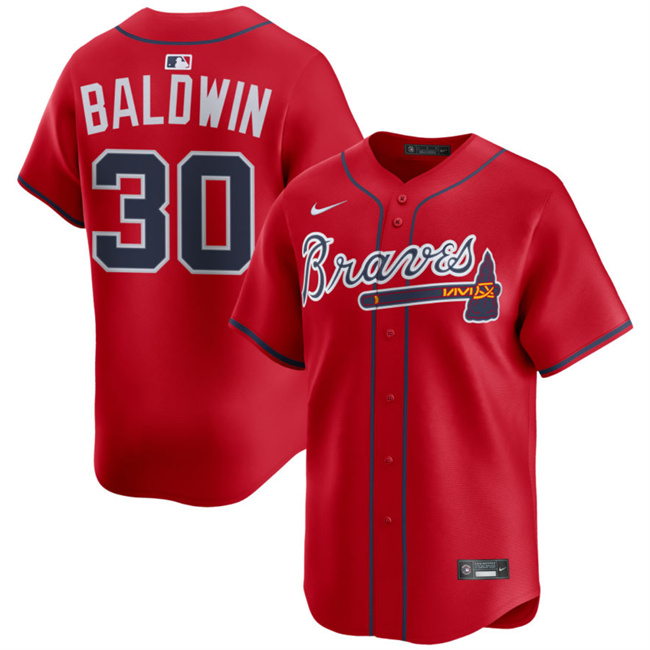 Personalized Men’s Atlanta Braves #30 Drake Baldwin Red 2025 Alternate Limited Stitched Baseball Jersey