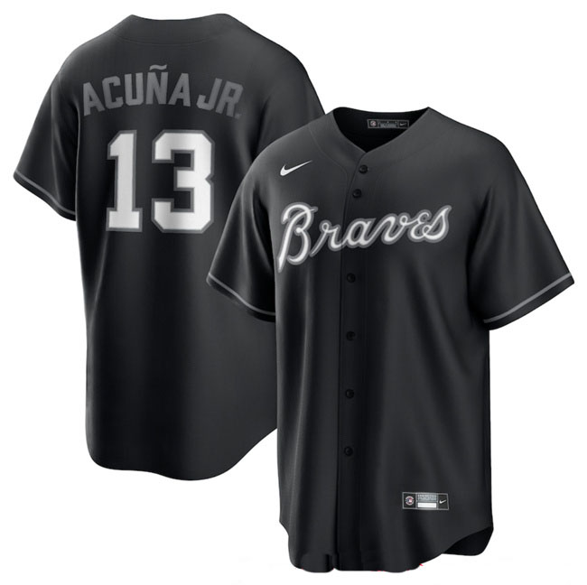 Personalized Men’s Atlanta Braves Active Player Black Lights Out Limited Stitched Baseball Jersey