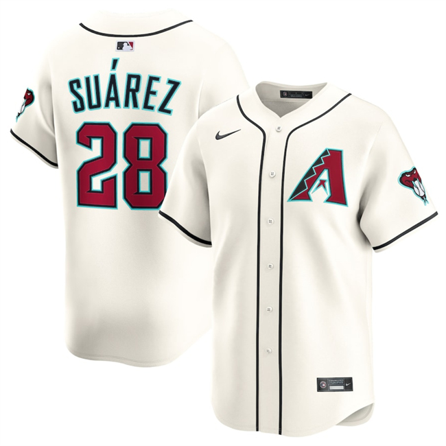 Personalized Men’s Arizona Diamondbacks #28 Eugenio Suarez 2023 24 Cream Home Limited Stitched Baseball Jersey