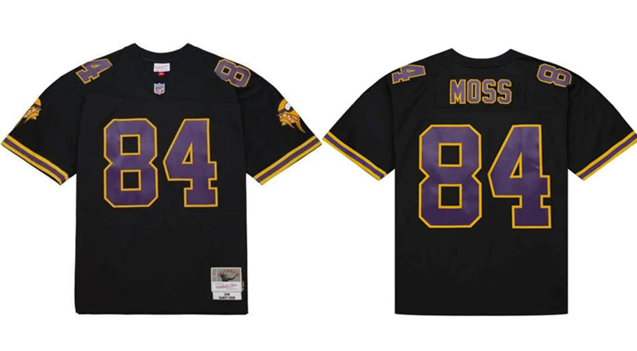 Personalized Men’s Minnesota Vikings #84 Randy Moss Black Throwback Stitched Football Jersey