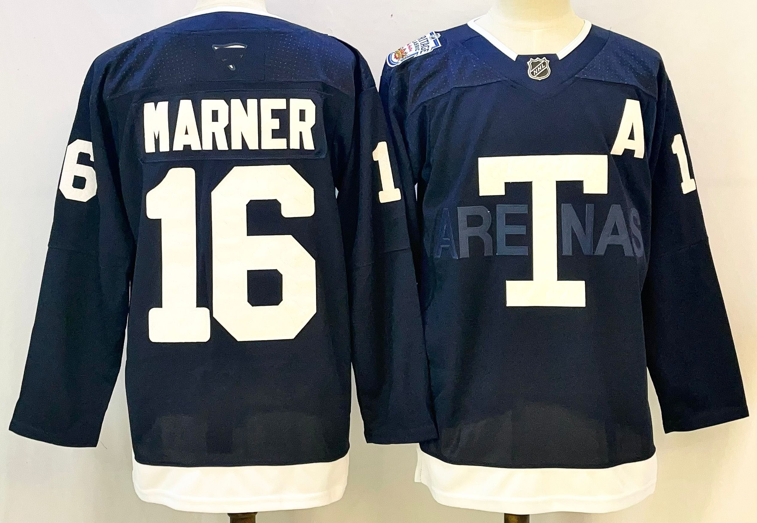 Personalized Men’s Toronto Maple Leafs #16 Mitchell Marner Navy 2024-25 With A Patch Stitched Jersey