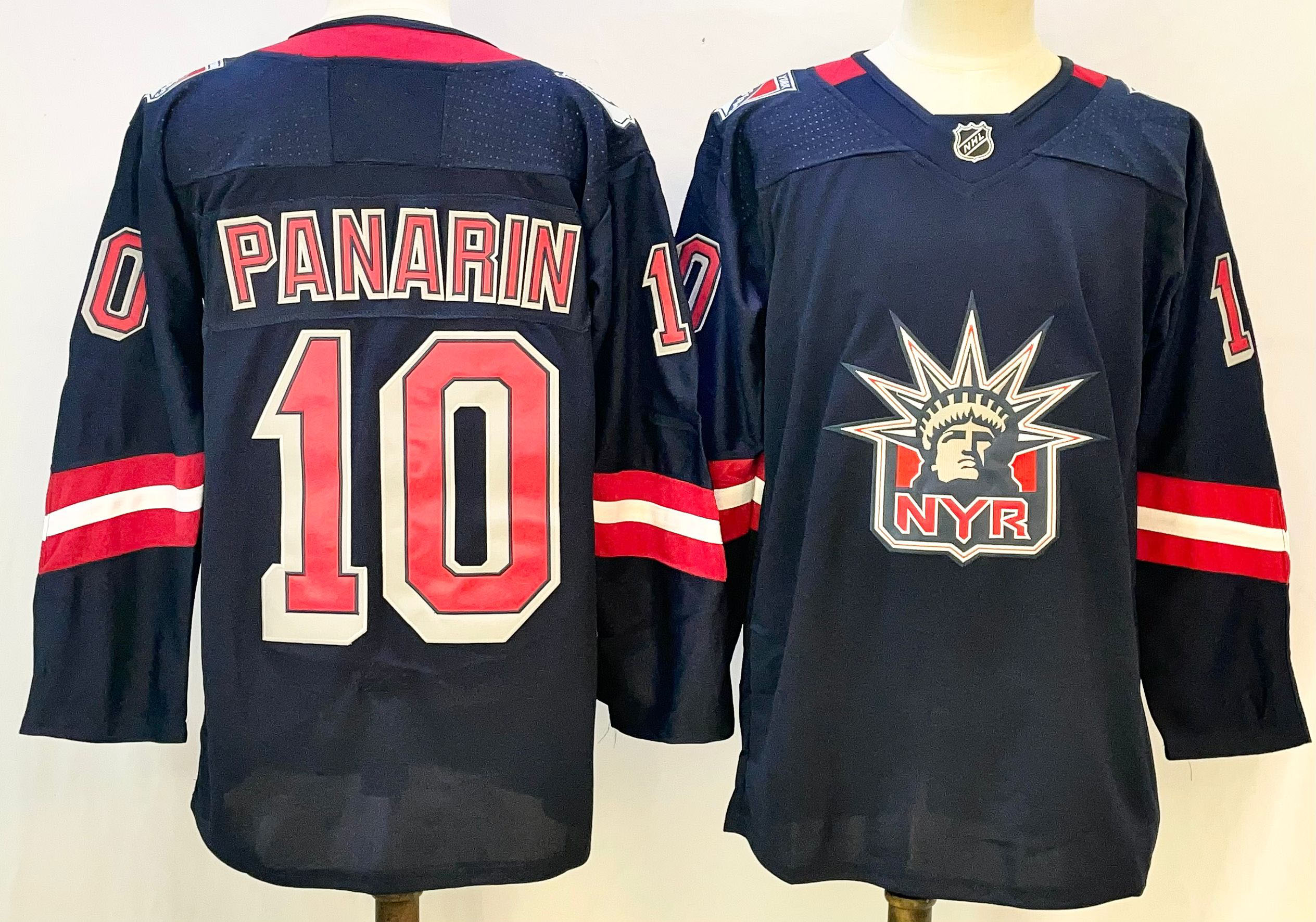 Personalized Men’s New York Rangers #10 Artemi Panarin Navy Stitched Hockey Jersey