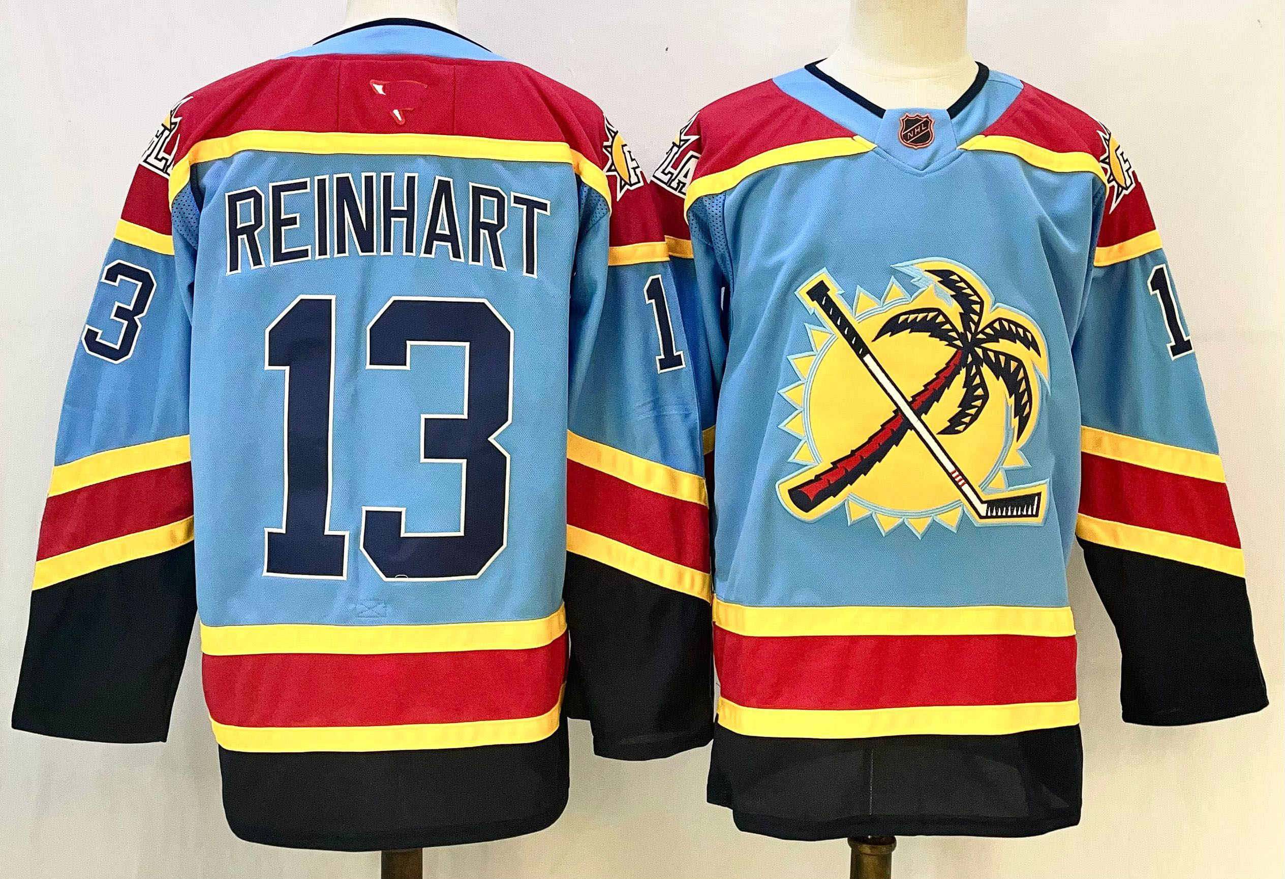 Personalized Men’s Florida Panthers #13 Sam Reinhart Blue 2025 Stitched Hockey Jersey