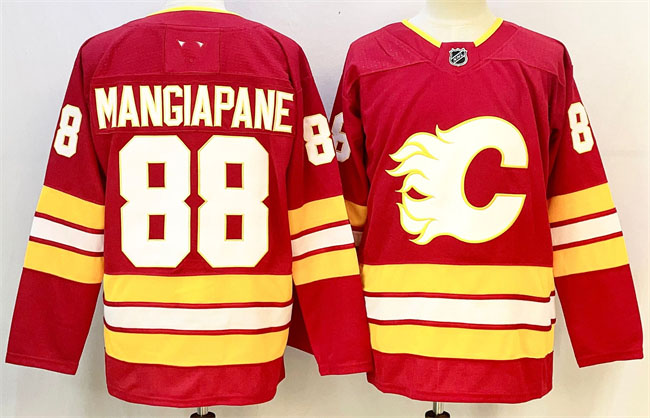 Personalized Men’s Calgary Flames #88 Andrew Mangiapane Red 2024-25 Home Stitched Hockey Jersey