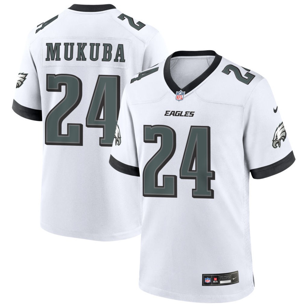 Personalized Men’s Andrew Mukuba #24 Philadelphia Eagles Game White Jersey
