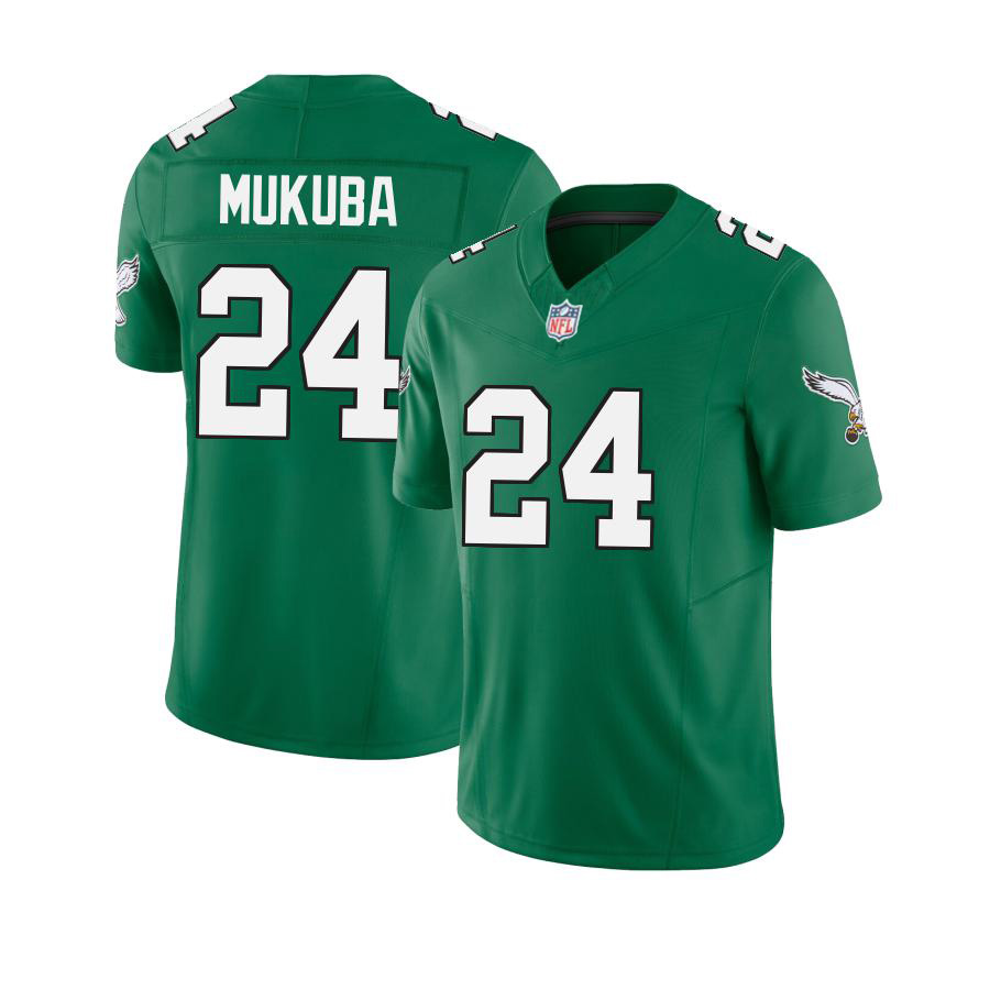 Personalized Men’s Philadelphia Eagles #24 Andrew Mukuba Limited Kelly Green F.U.S.E. Jersey