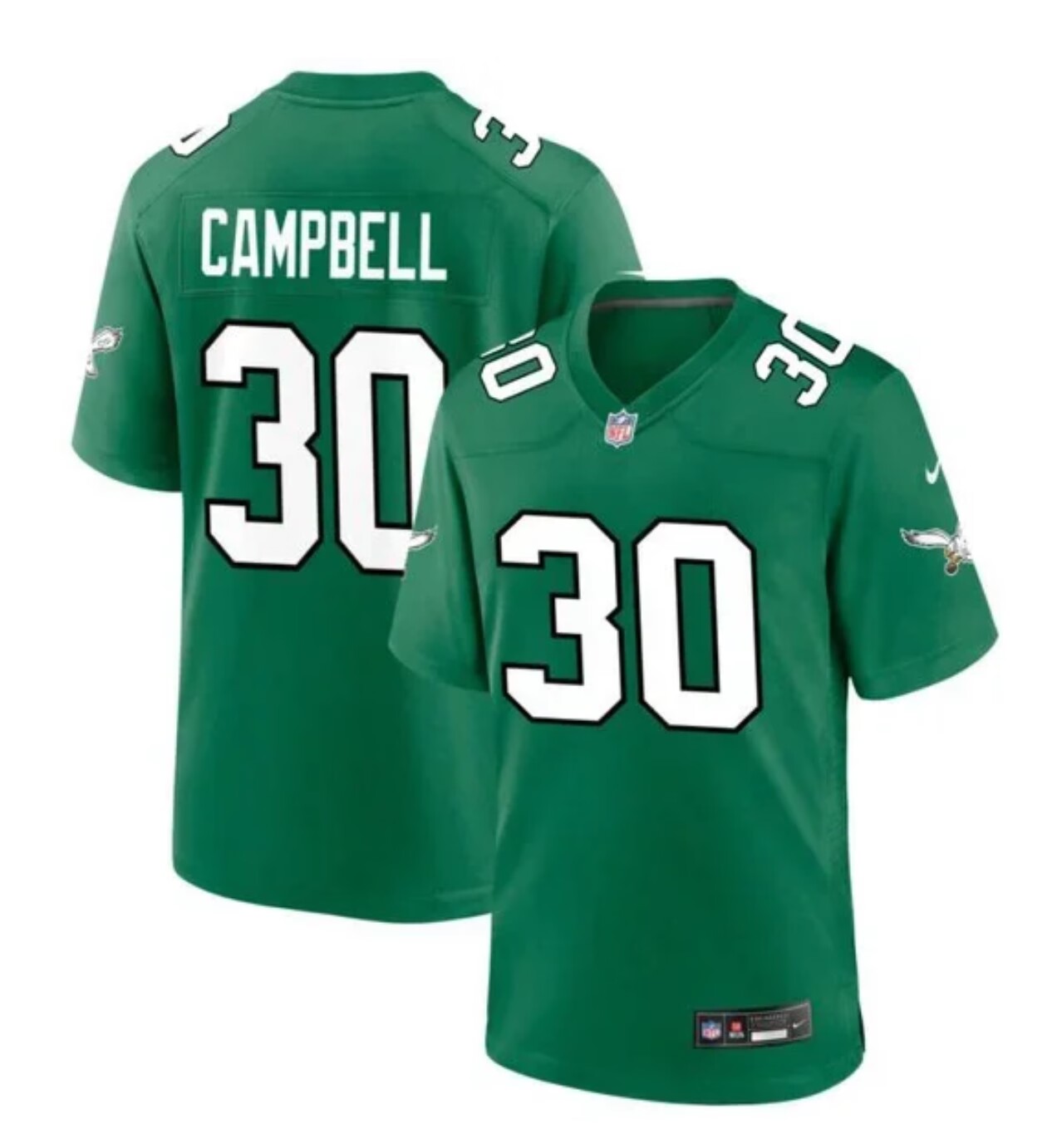 Personalized Men’s Philadelphia Eagles #30 Jihaad CAMPBELL Green Untouchable Limited Stitched Football Jersey