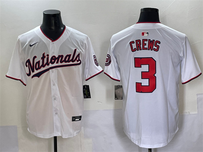 Personalized Men’s Washington Nationals #3 Dylan Crews White Home Limited Stitched Baseball Jersey