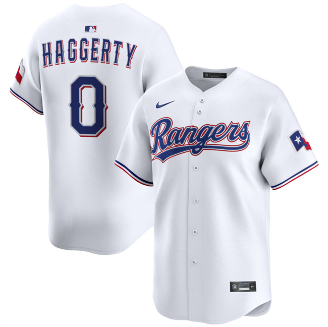 Personalized Men’s Texas Rangers #0 Sam Haggerty White Home Limited Stitched Baseball Jersey