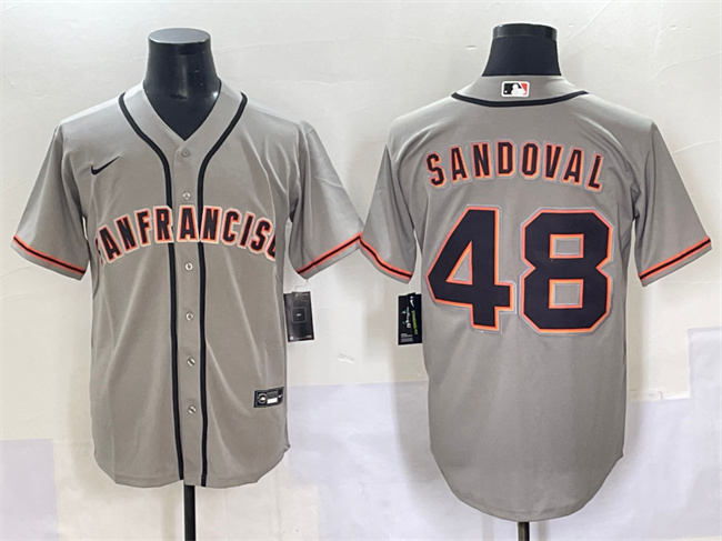 Personalized Men’s San Francisco Giants #48 Pablo Sandoval Grey Cool Base Stitched Baseball Jersey