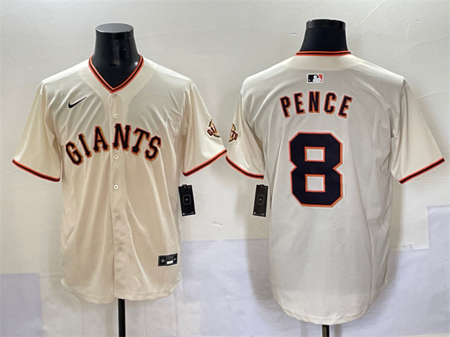 Personalized Men’s San Francisco Giants #8 Hunter Pence Cream Home Limited Stitched Baseball Jersey