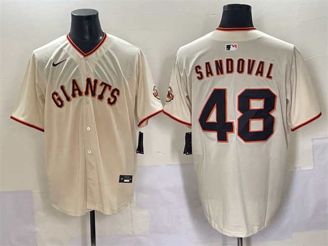 Personalized Men’s San Francisco Giants #48 Pablo Sandoval Cream 2024 Home Limited Stitched Baseball Jersey
