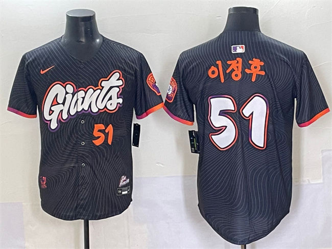 Personalized Men’s San Francisco Giants #51 Jung Hoo Lee Korean Anthracite 2025 City Connect Limited Stitched Baseball Jersey
