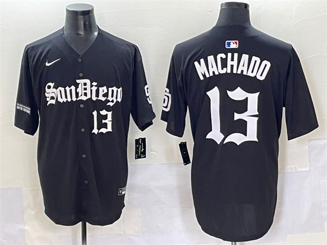 Personalized Men’s San Diego Padres #13 Manny Machado Black Gothic Edition Limited Stitched Baseball Jersey
