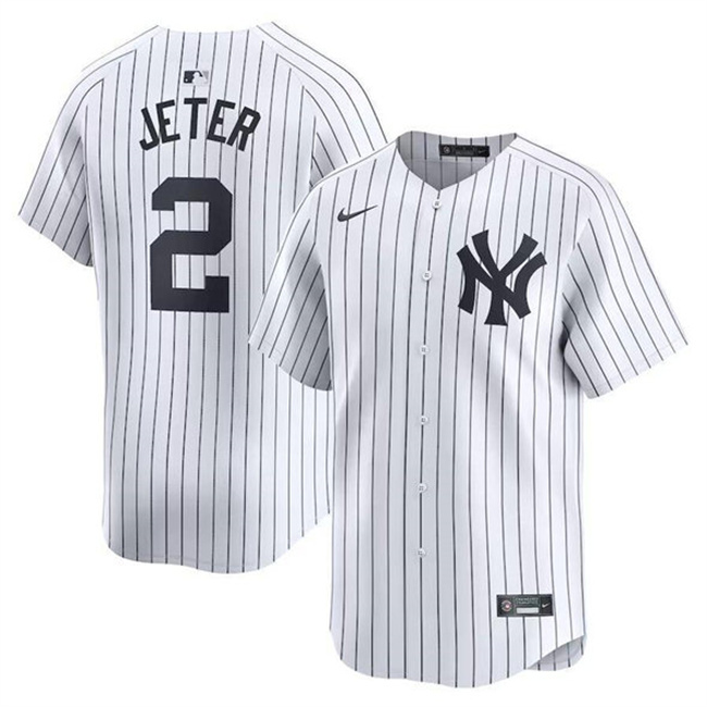 Personalized Men’s New York Yankees #2 Derek Jeter White Home Limited Stitched Baseball Jersey