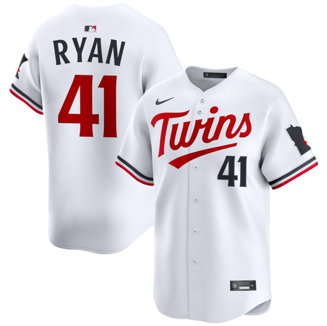 Personalized Men’s Minnesota Twins #41 Joe Ryan White 2024 Home Limited Stitched Baseball Jersey
