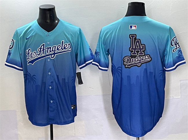 Personalized Men’s Los Angeles Dodgers Team Big Logo Blue Limited Stitched Baseball Jersey