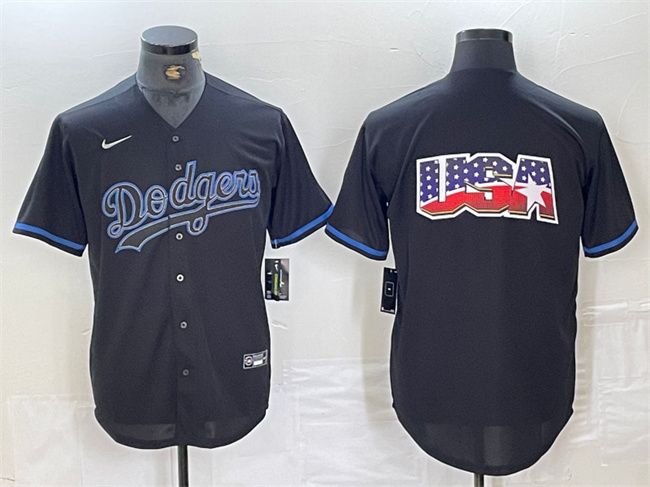 Personalized Men’s Los Angeles Dodgers Team Big Logo Black Fashion Stitched Baseball Jersey
