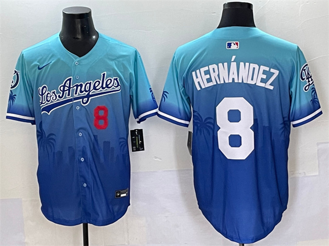 Personalized Men’s Los Angeles Dodgers #8 Enrique Hernandez Blue Limited Stitched Baseball Jersey