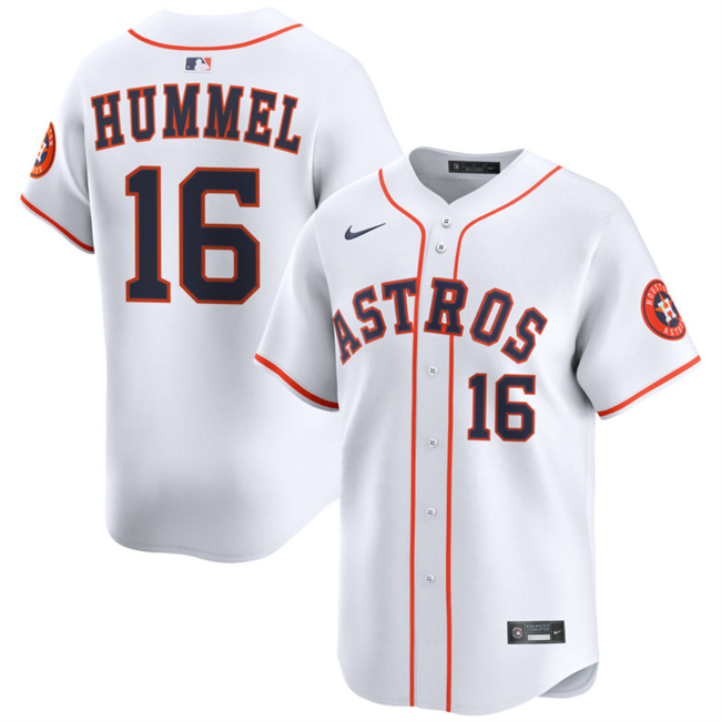 Personalized Men’s Houston Astros #16 Cooper Hummel White 2025 Home Limited Stitched Baseball Jersey