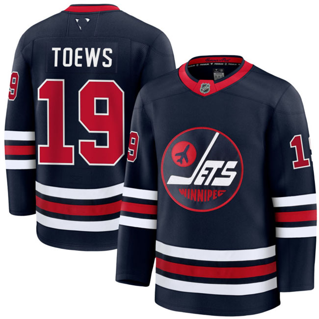 Personalized Men’s Winnipeg Jets #19 Jonathan Toews Navy 2024-25 Alternate Stitched Hockey Jersey