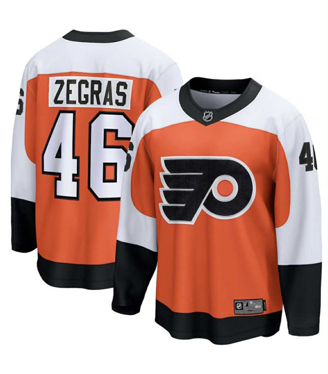 Personalized Men’s Philadelphia Flyers #46 Trevor Zegras Orange 2024-25 Home stitched Hockey Jersey