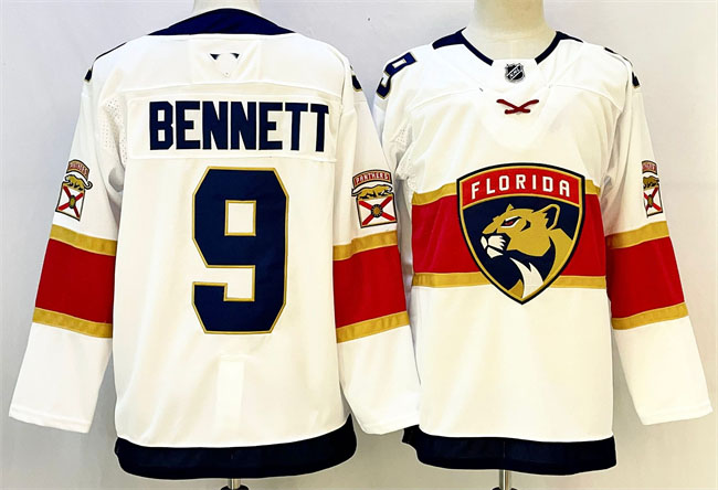Personalized Men’s Florida Panthers #9 Sam Bennett White 2024-25 Stitched Hockey Jersey